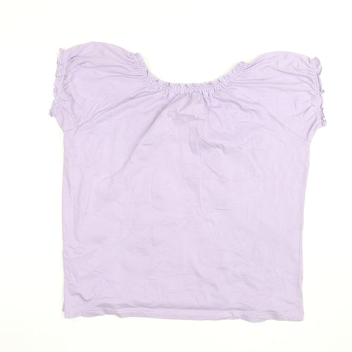 Damart Women’s Purple Cotton Short Sleeve Ruffle Blouse Size M