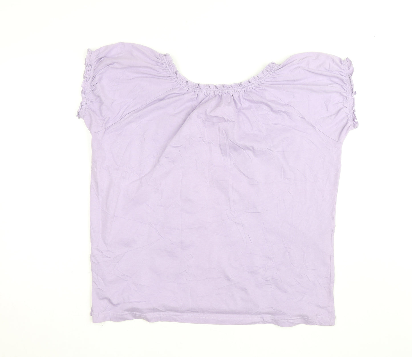 Damart Women’s Purple Cotton Short Sleeve Ruffle Blouse Size M