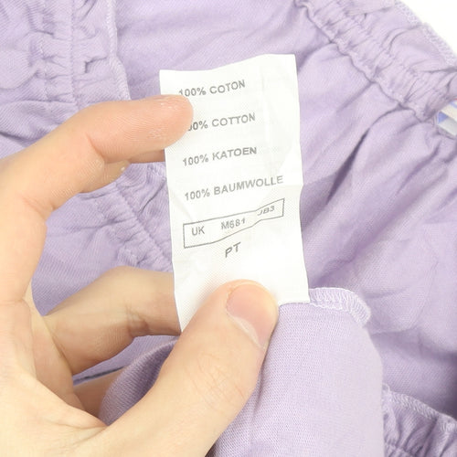 Damart Women’s Purple Cotton Short Sleeve Ruffle Blouse Size M