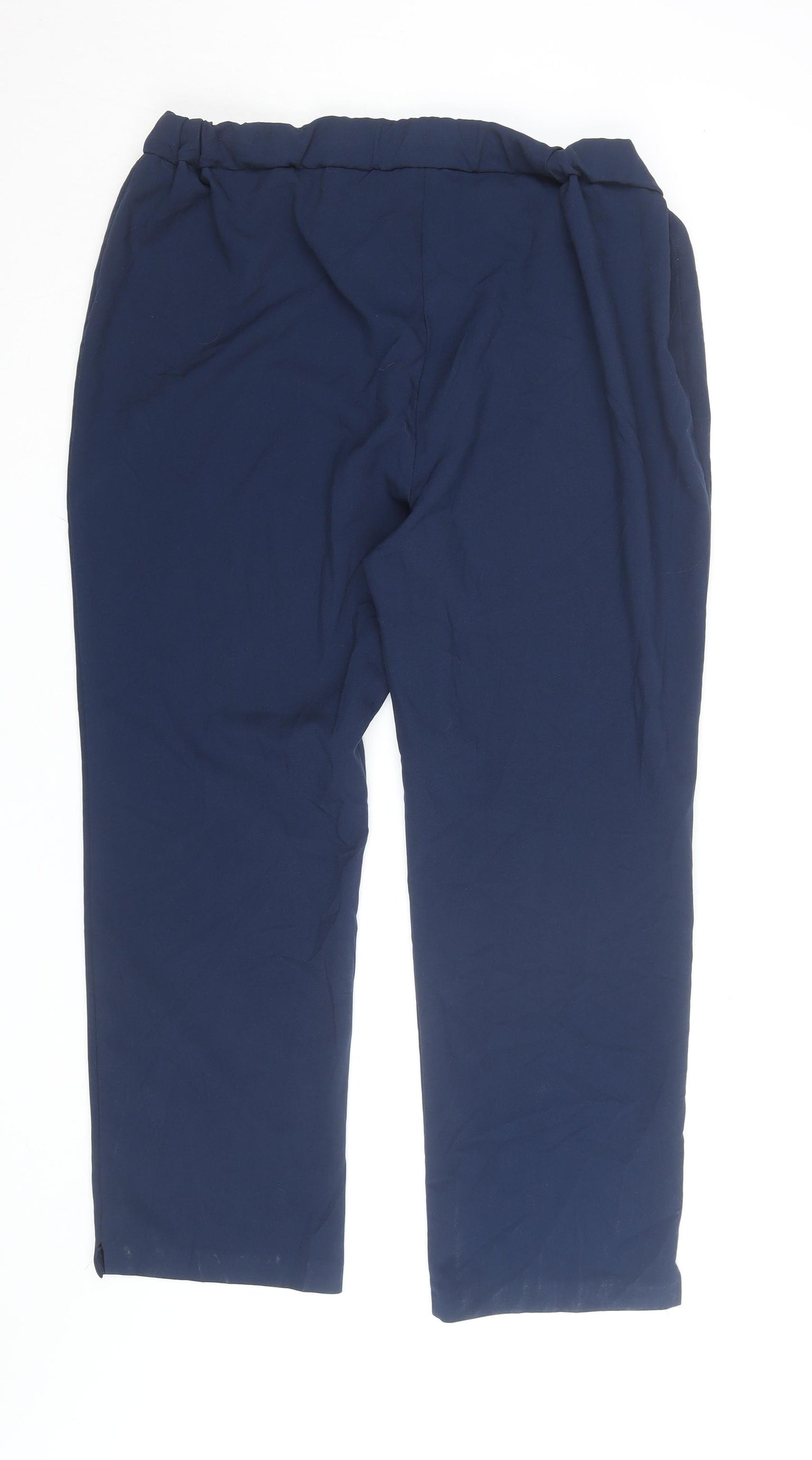 Tailored Women Navy Blue Trousers Size 20 Elastic Waist Drawstring Pants