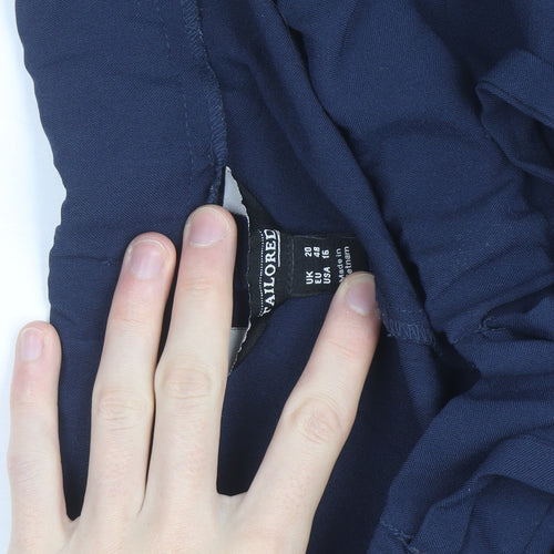 Tailored Women Navy Blue Trousers Size 20 Elastic Waist Drawstring Pants