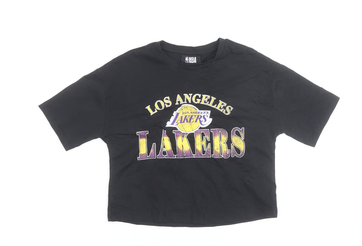 Marks and Spencer Girls Black NBA Los Angeles Lakers Cropped T-Shirt 9-10 Years