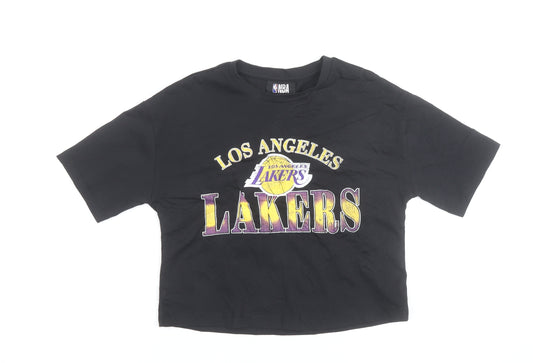 Marks and Spencer Girls Black NBA Los Angeles Lakers Cropped T-Shirt 9-10 Years