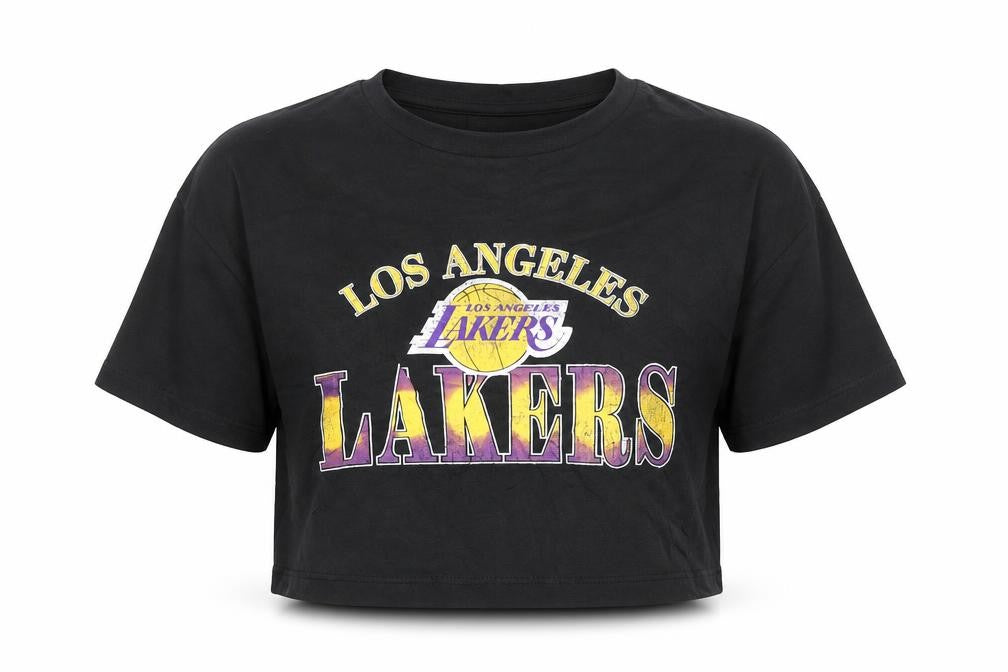 Marks and Spencer Girls Black NBA Los Angeles Lakers Cropped T-Shirt 9-10 Years
