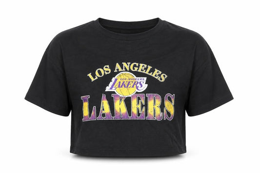 Marks and Spencer Girls Black NBA Los Angeles Lakers Cropped T-Shirt 9-10 Years
