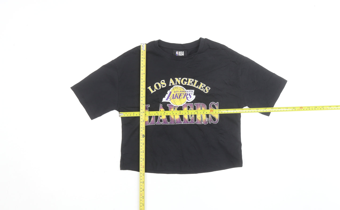 Marks and Spencer Girls Black NBA Los Angeles Lakers Cropped T-Shirt 9-10 Years