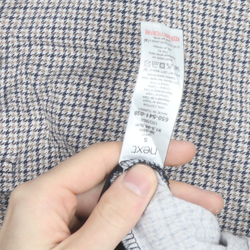 Next Men's Blue Houndstooth Cotton Collared Polo Shirt Size S