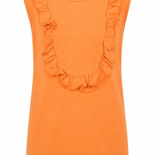 Ted Baker Women’s Orange Ruffle Cotton Tunic Blouse Size M Sleeveless