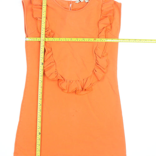 Ted Baker Women’s Orange Ruffle Cotton Tunic Blouse Size M Sleeveless