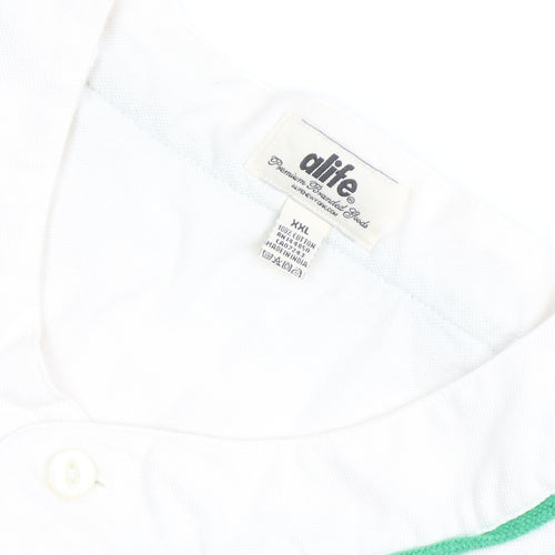 Alife Men's White 2XL Baseball Polo Shirt with Embroidered Logo