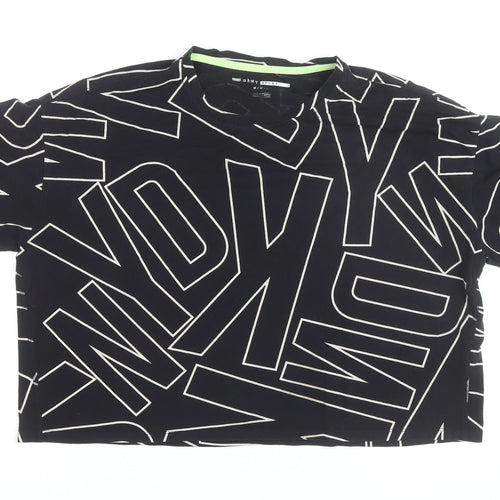 DKNY Women's Black Cropped Logo T-Shirt in Size M