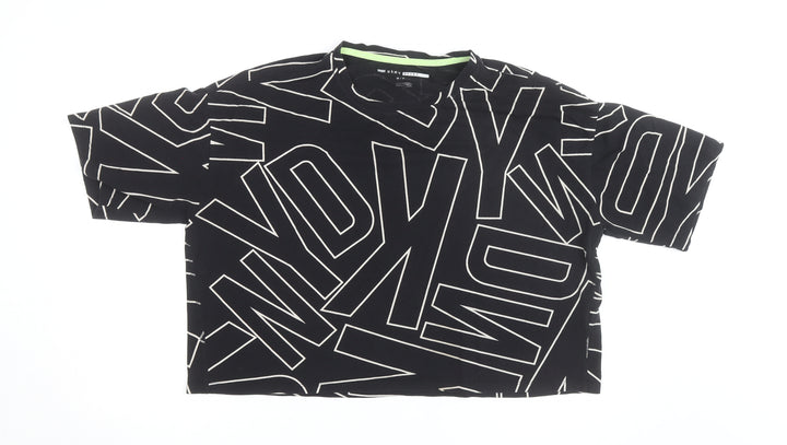 DKNY Women's Black Cropped Logo T-Shirt in Size M