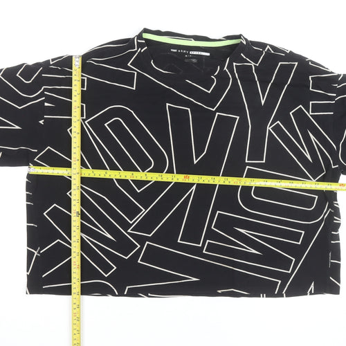 DKNY Women's Black Cropped Logo T-Shirt in Size M