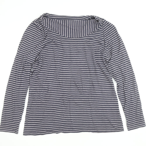 Laura Ashley Women’s Blue Striped Long Sleeve Boat Neck T-Shirt Size 20