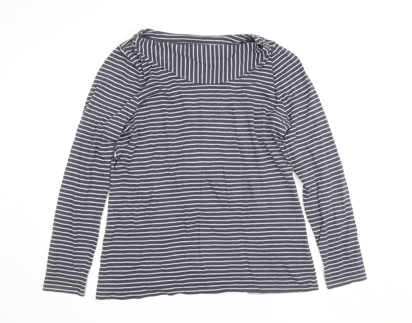 Laura Ashley Women’s Blue Striped Long Sleeve Boat Neck T-Shirt Size 20