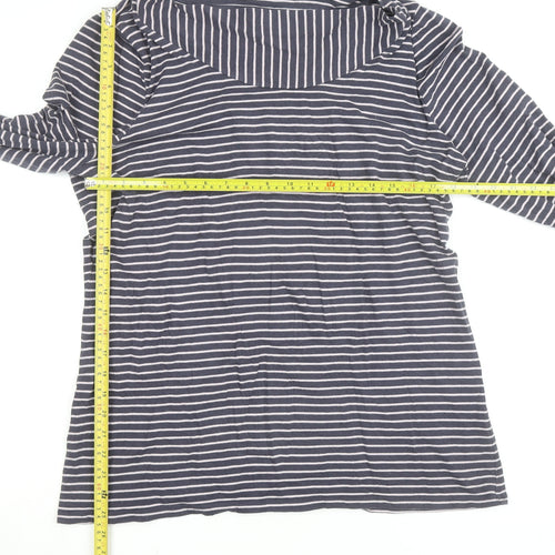 Laura Ashley Women’s Blue Striped Long Sleeve Boat Neck T-Shirt Size 20