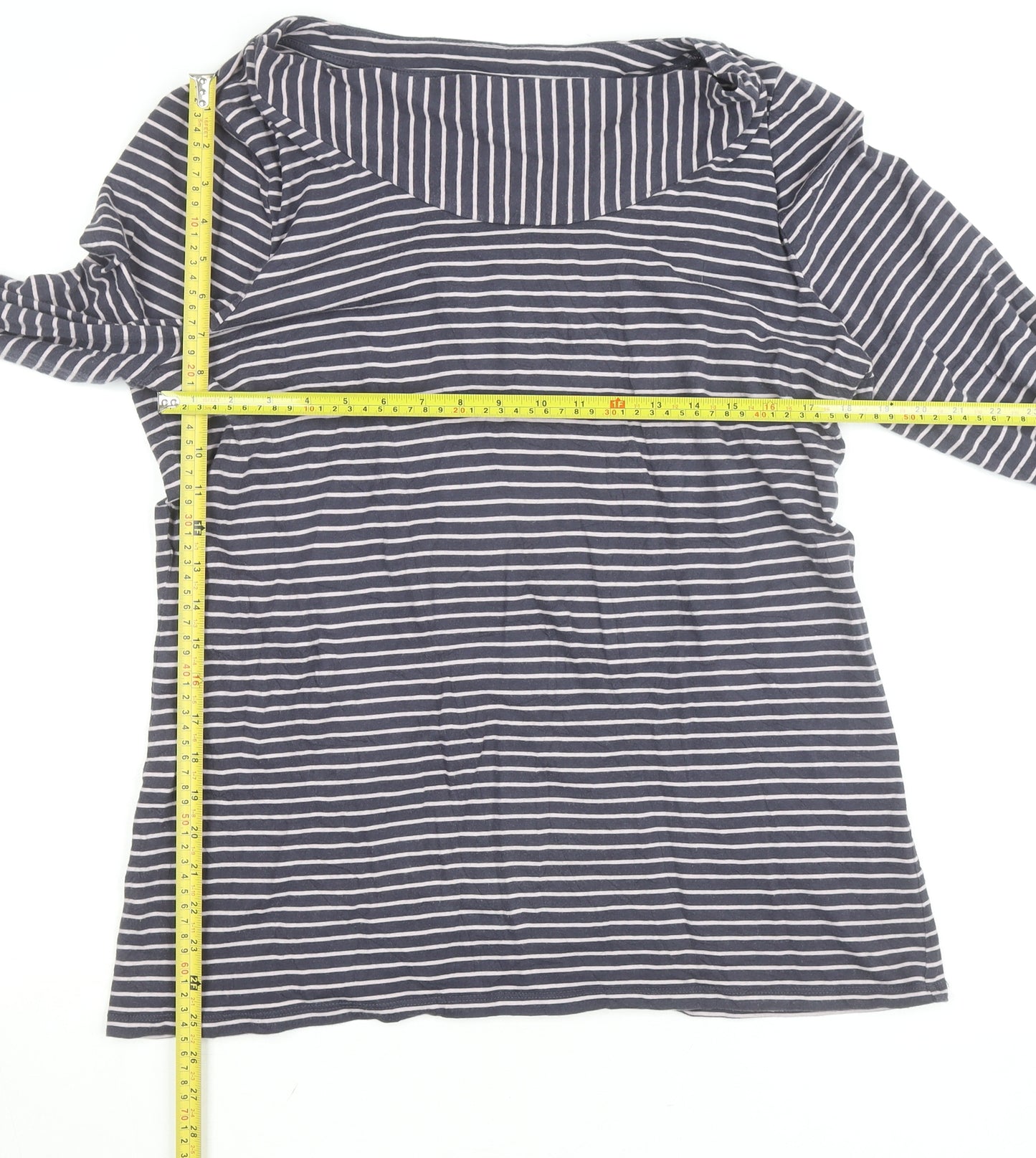 Laura Ashley Women’s Blue Striped Long Sleeve Boat Neck T-Shirt Size 20