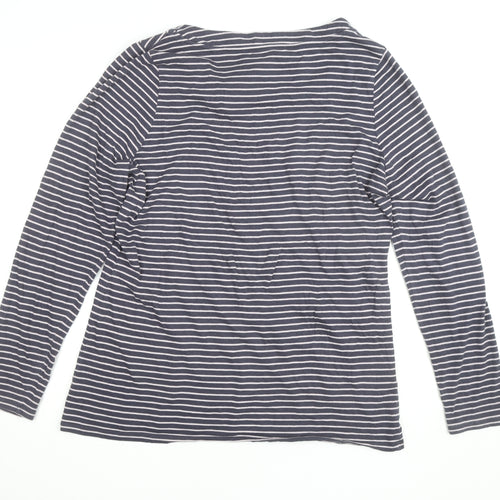 Laura Ashley Women’s Blue Striped Long Sleeve Boat Neck T-Shirt Size 20