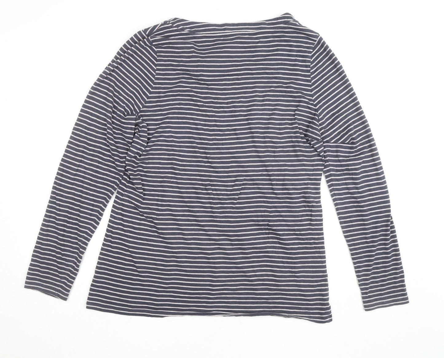 Laura Ashley Women’s Blue Striped Long Sleeve Boat Neck T-Shirt Size 20