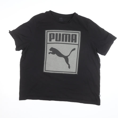 Puma Men Black Short Sleeve Crew Neck Graphic T-Shirt XL