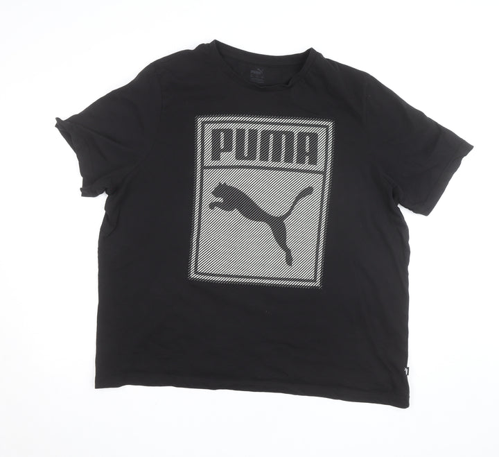 Puma Men Black Short Sleeve Crew Neck Graphic T-Shirt XL