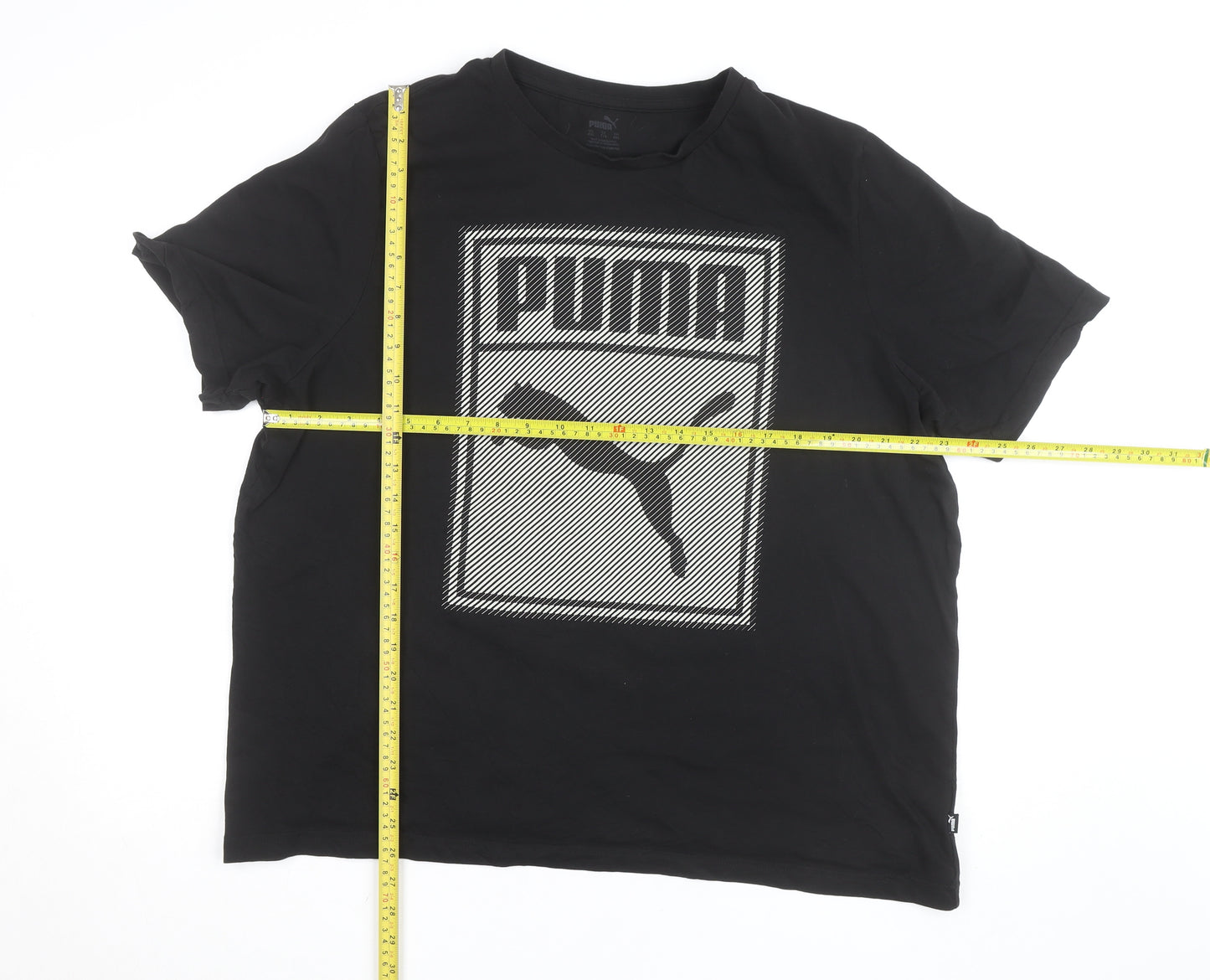 Puma Men Black Short Sleeve Crew Neck Graphic T-Shirt XL