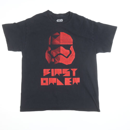Star Wars Men Black First Order Graphic Short Sleeve Cotton T-Shirt Size L