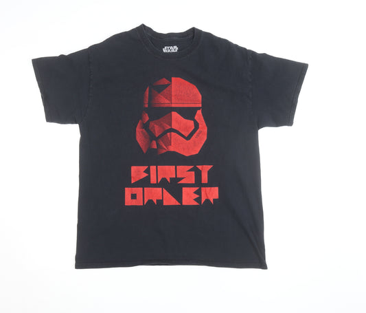 Star Wars Men Black First Order Graphic Short Sleeve Cotton T-Shirt Size L