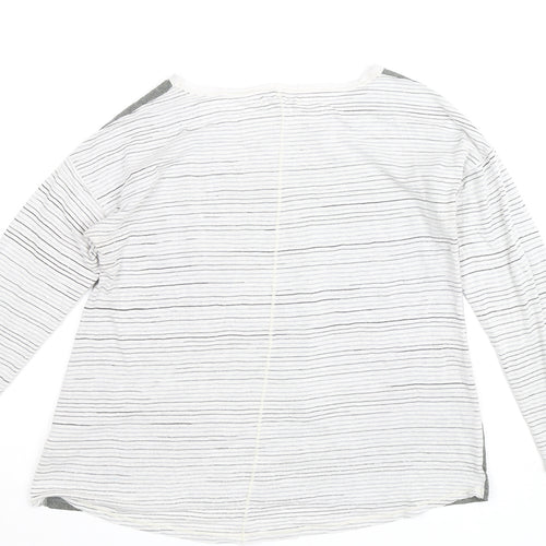 White Stuff Women's Grey Striped Long Sleeve Cotton Top Size 12