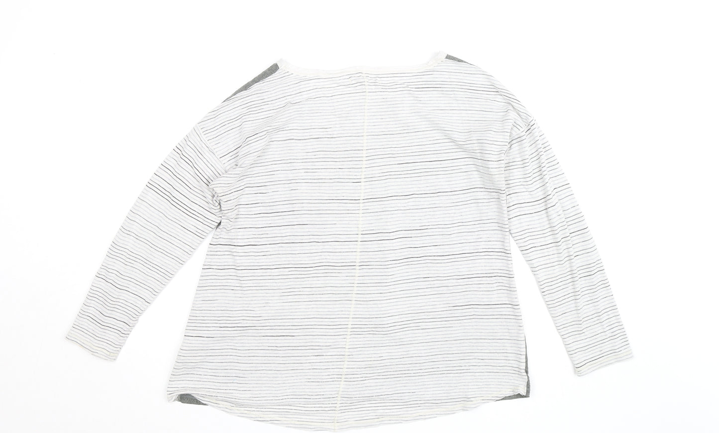 White Stuff Women's Grey Striped Long Sleeve Cotton Top Size 12