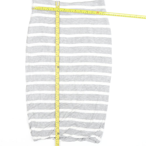 Joules Womens Grey White Striped Jersey Pencil Skirt Size 8