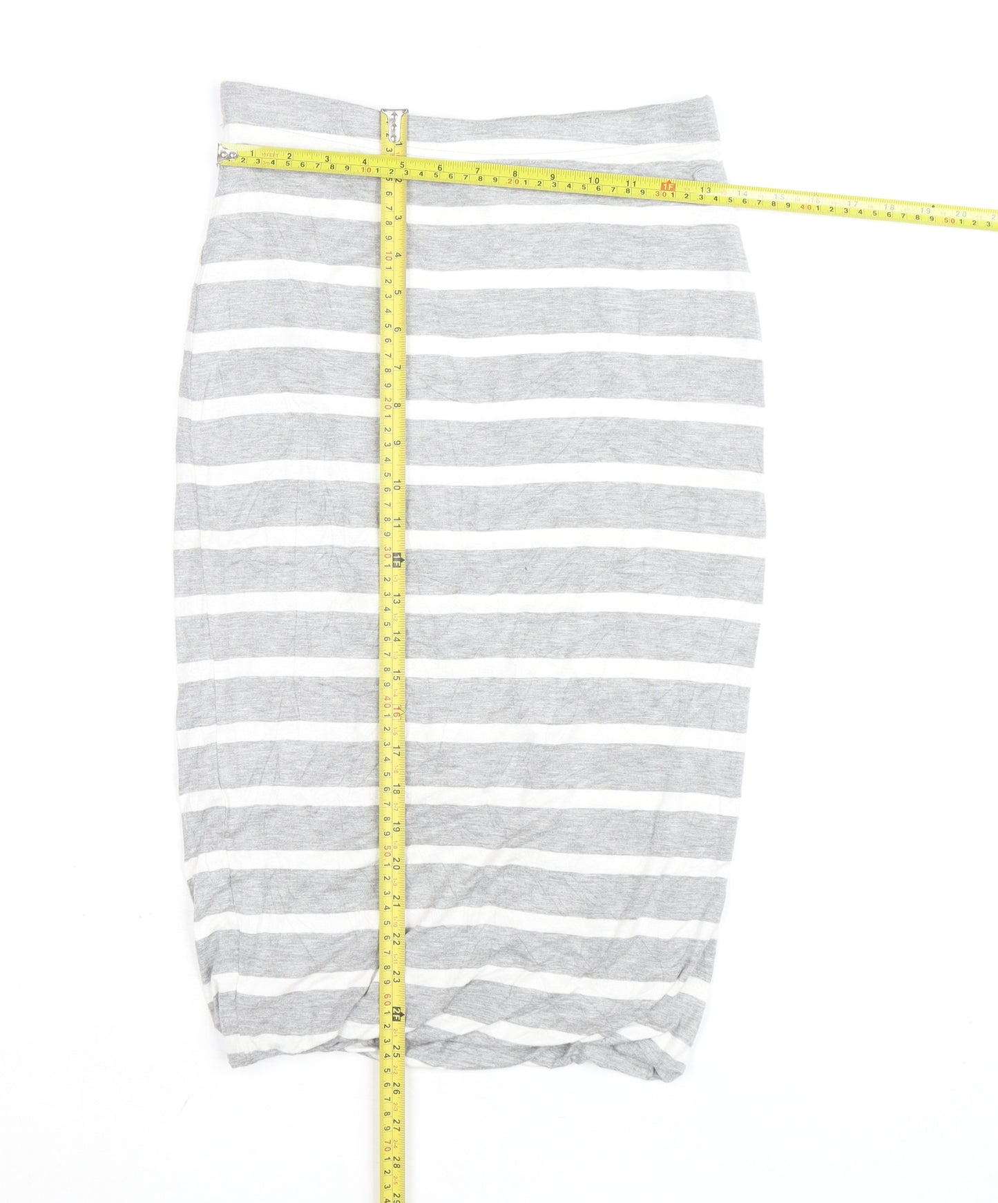 Joules Womens Grey White Striped Jersey Pencil Skirt Size 8