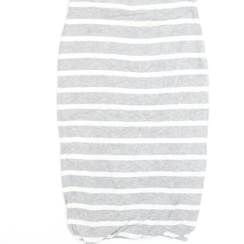 Joules Womens Grey White Striped Jersey Pencil Skirt Size 8