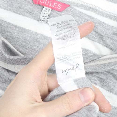 Joules Womens Grey White Striped Jersey Pencil Skirt Size 8