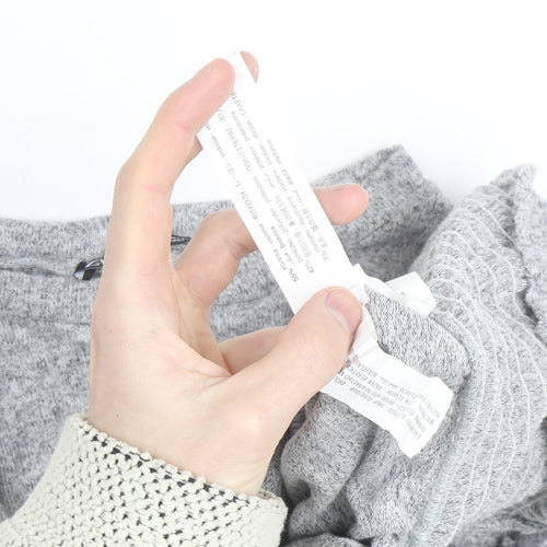 Zara Women Grey Cropped Knit Crew Neck Long Sleeve Blouse S