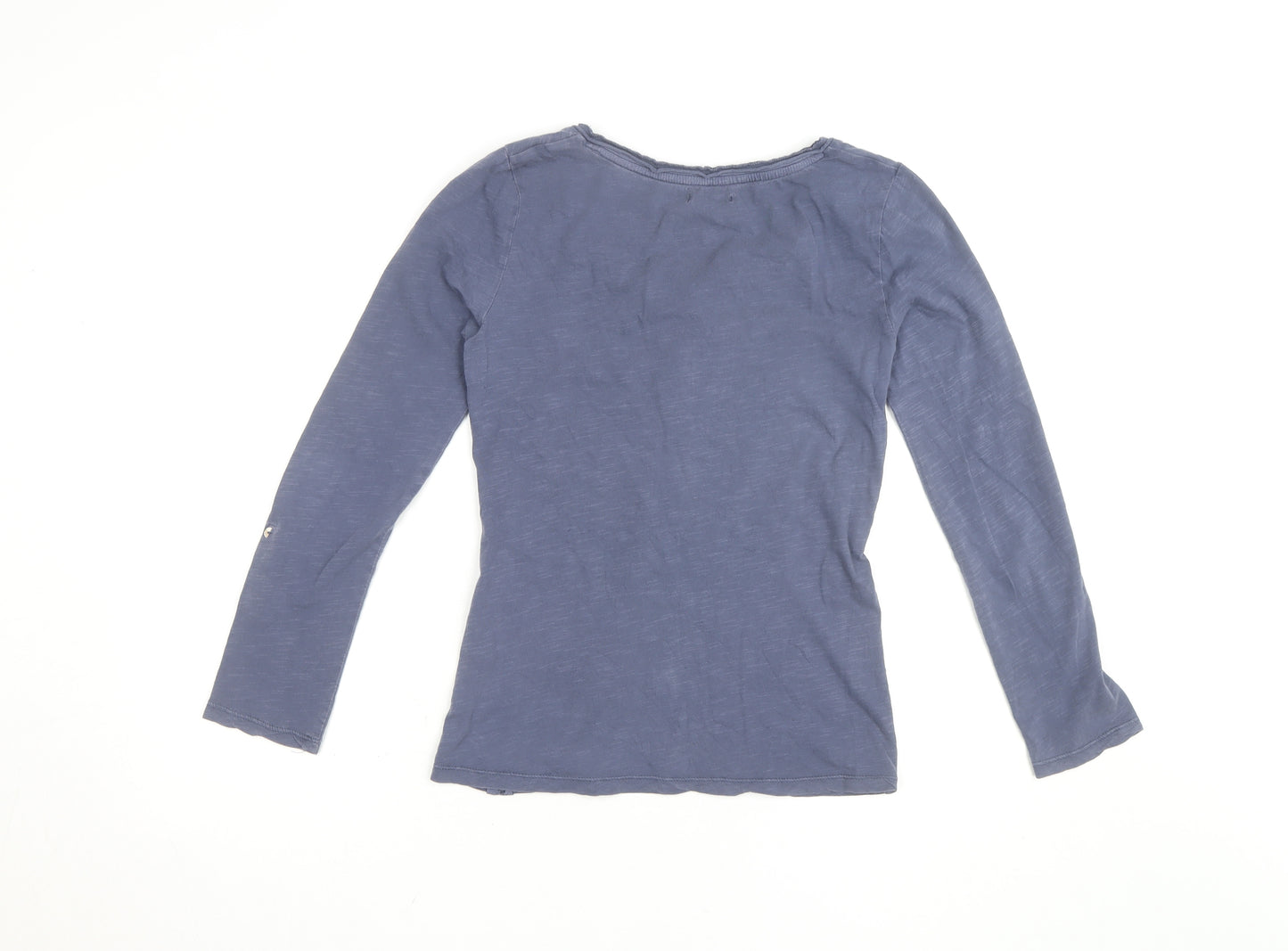 White Stuff Women’s Blue Cotton Long Sleeve Henley T-Shirt Size 8