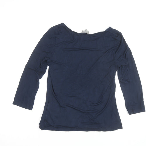 Jaeger Women's Blue 3/4 Sleeve Basic Jersey Top Size S