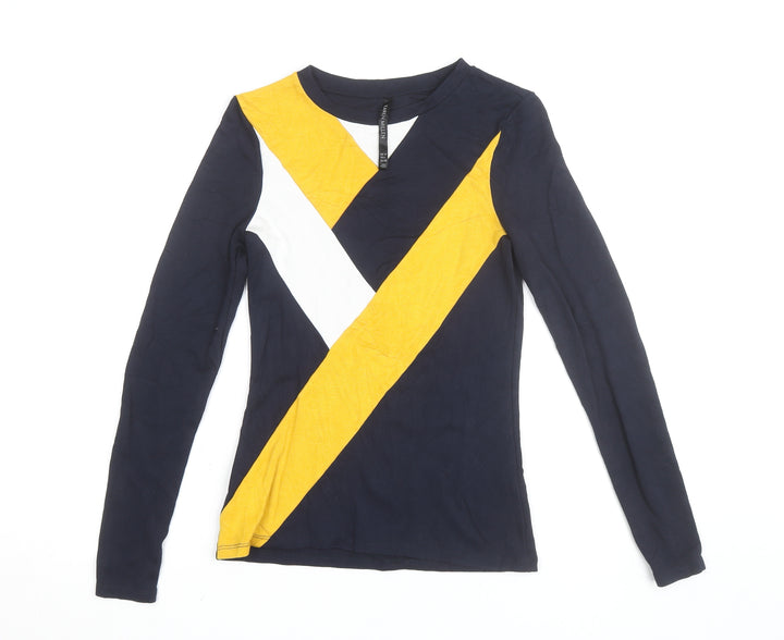 Karen Millen Women’s Multicoloured Long Sleeve Colourblock T-Shirt Size 10