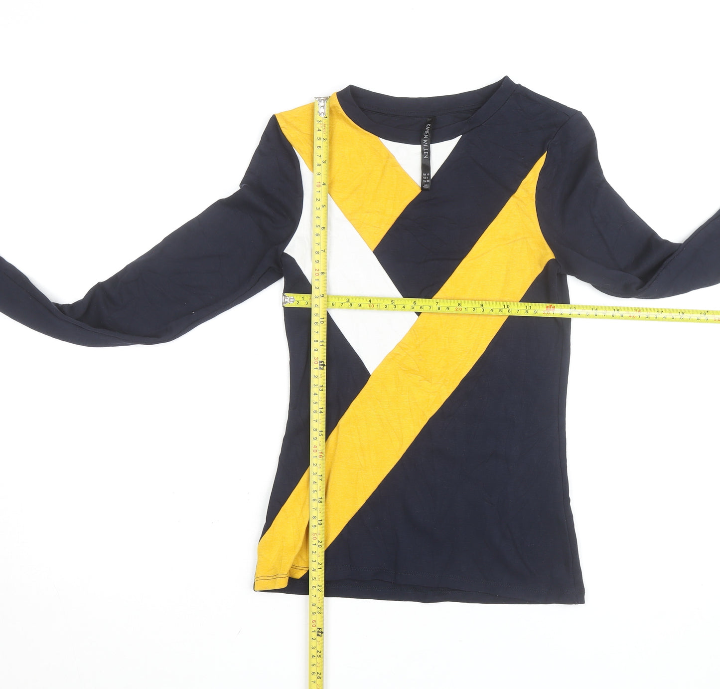 Karen Millen Women’s Multicoloured Long Sleeve Colourblock T-Shirt Size 10