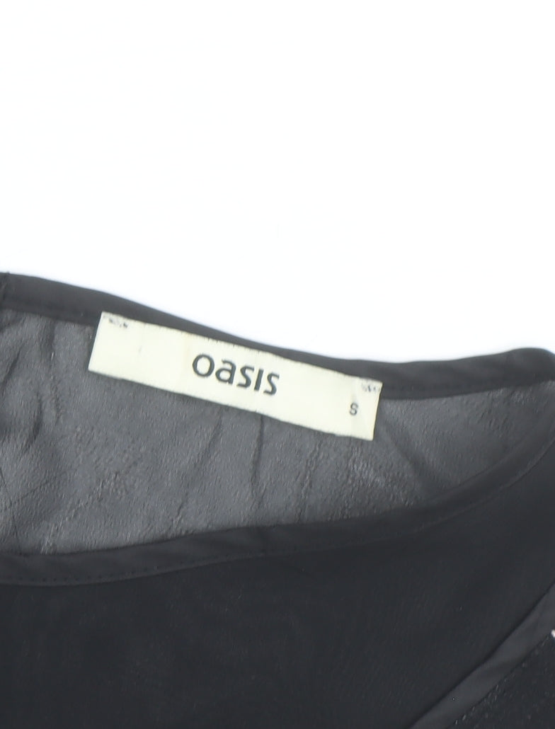 Oasis Womens Black Butterfly Print Sleeveless Blouse Size S