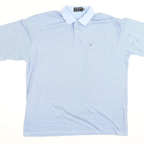 Carabou Men's Blue 2XL Striped Polo Shirt Cotton Blend Classic Fit