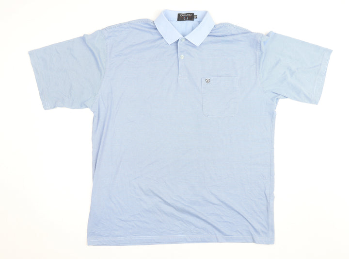 Carabou Men's Blue 2XL Striped Polo Shirt Cotton Blend Classic Fit