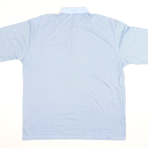 Carabou Men's Blue 2XL Striped Polo Shirt Cotton Blend Classic Fit