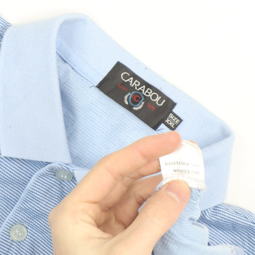 Carabou Men's Blue 2XL Striped Polo Shirt Cotton Blend Classic Fit