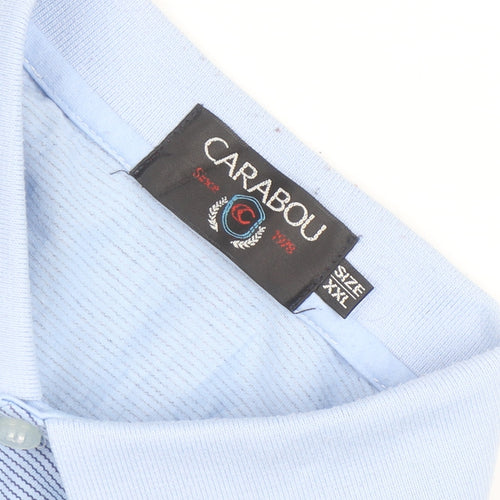 Carabou Men's Blue 2XL Striped Polo Shirt Cotton Blend Classic Fit