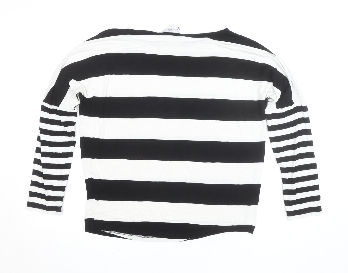 Next Women Black White Striped Jersey 3/4 Sleeve Top UK 12