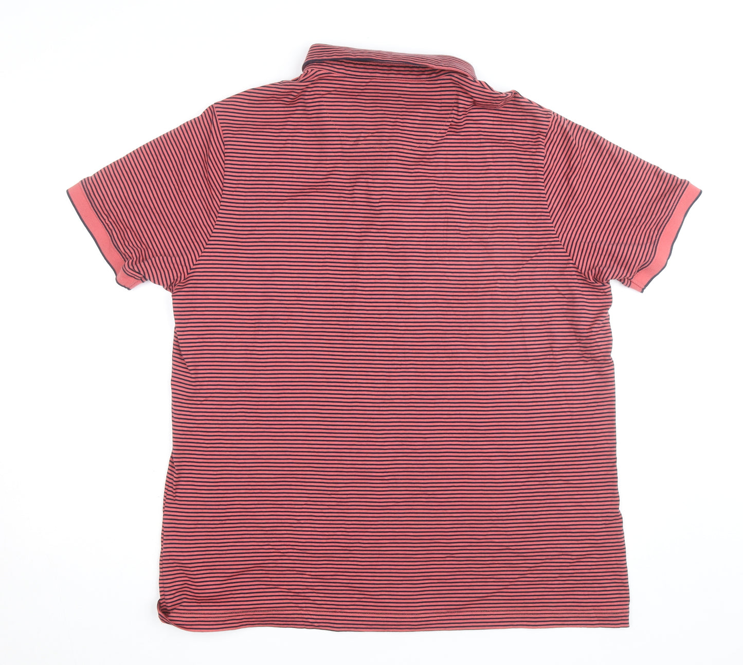 Marks and Spencer Autograph Men's Red Striped 2XL Cotton Polo Shirt
