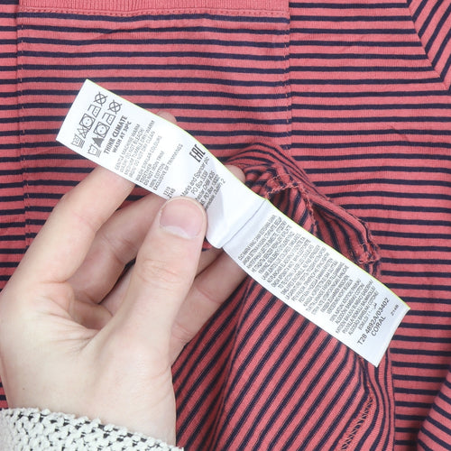 Marks and Spencer Autograph Men's Red Striped 2XL Cotton Polo Shirt