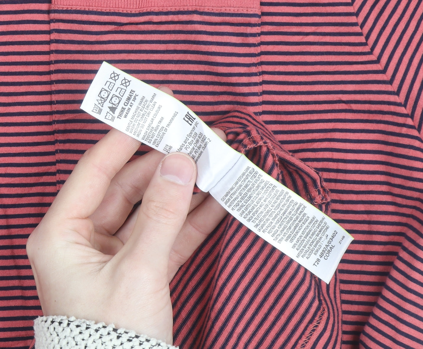 Marks and Spencer Autograph Men's Red Striped 2XL Cotton Polo Shirt