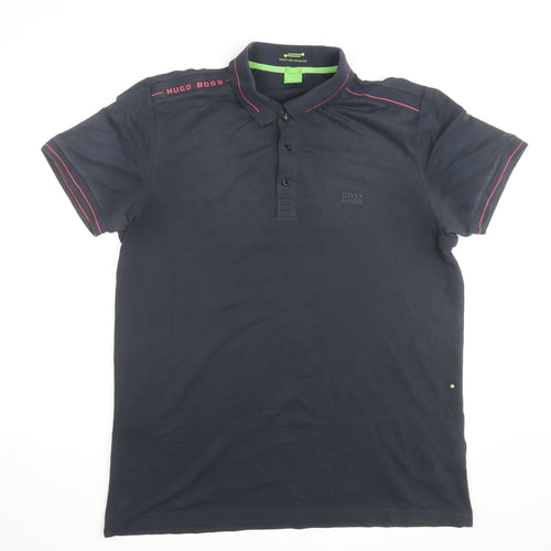 Hugo Boss Mens Black Slim Fit 2XL Polo Shirt Moisture Wicking